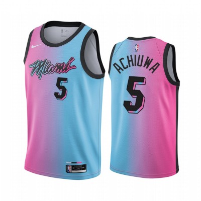 Nike Miami Heat #5 Precious Achiuwa Blue Pink NBA Swingman 2020-21 City Edition Jersey Men's